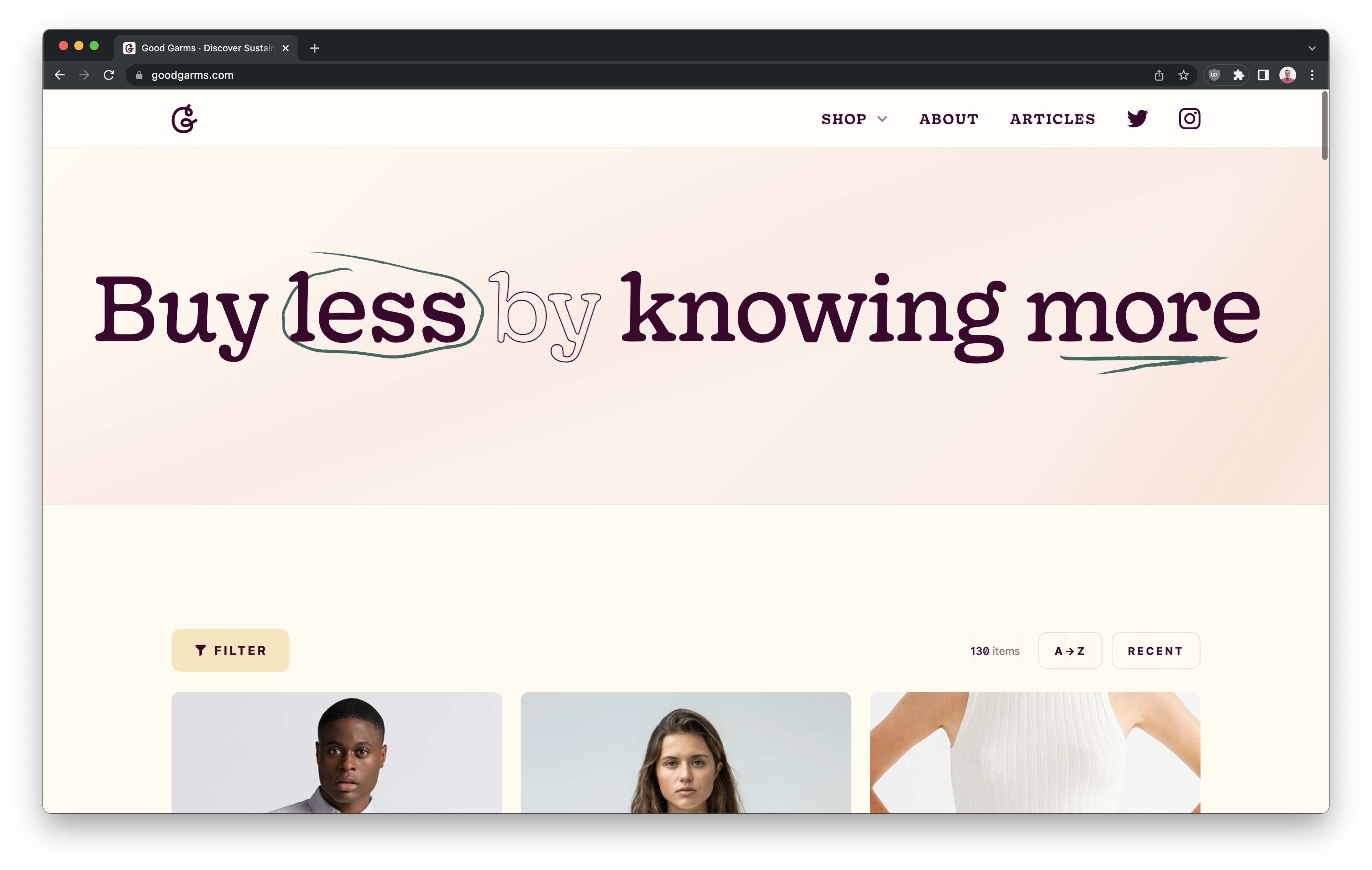 Good Garms existing homepage