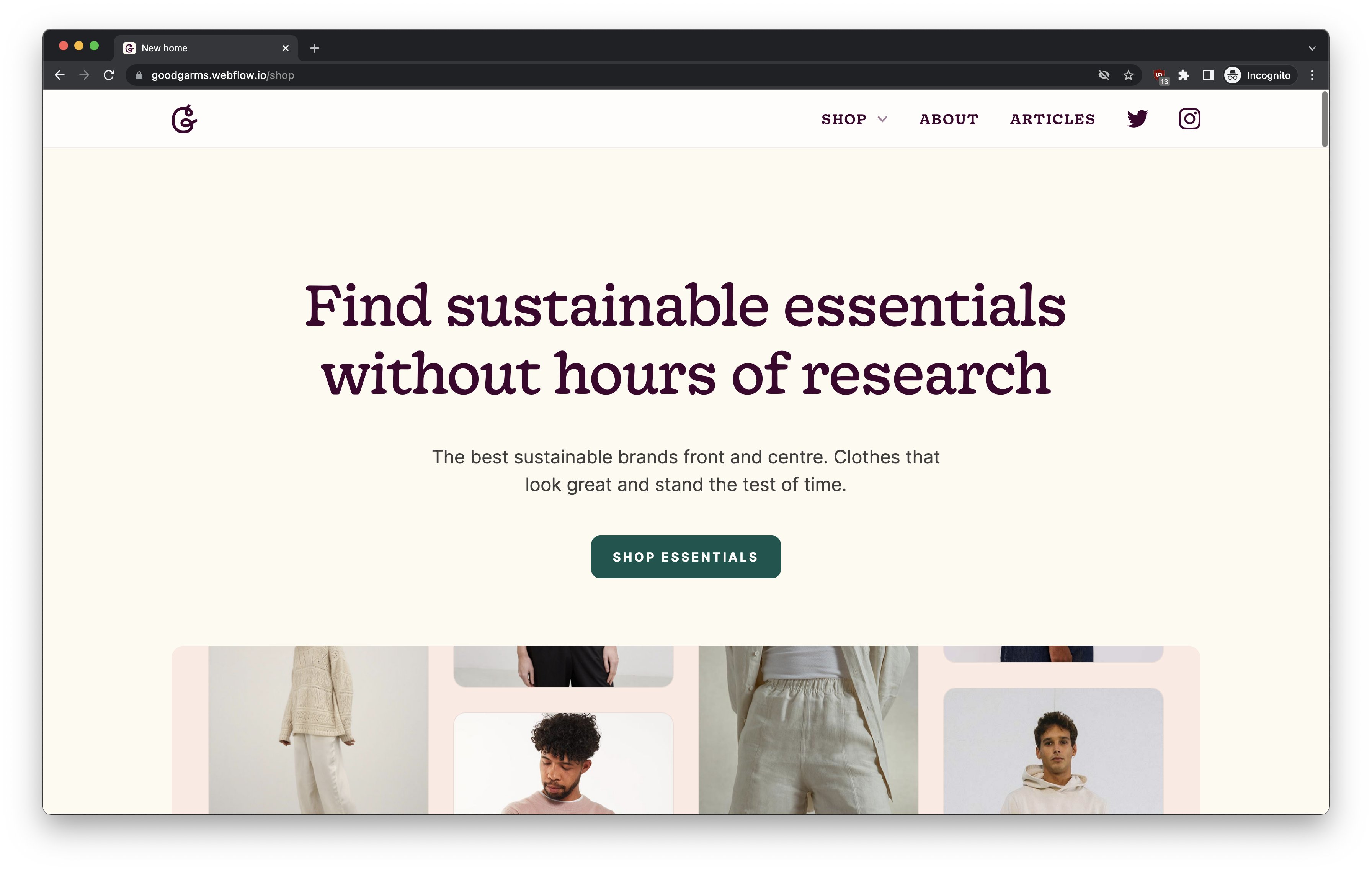 Showing the hero section with a few updates