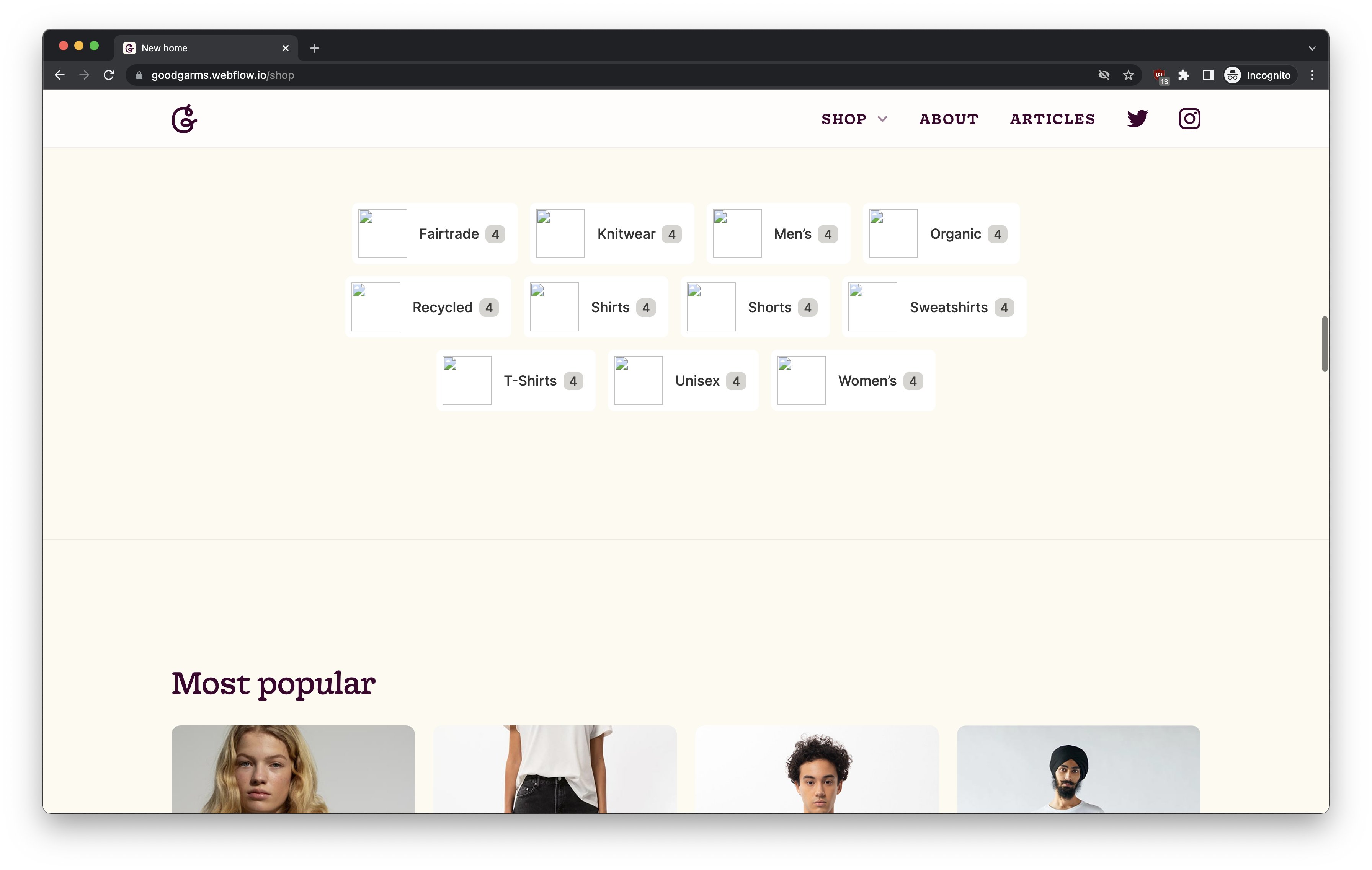 Browse by category section