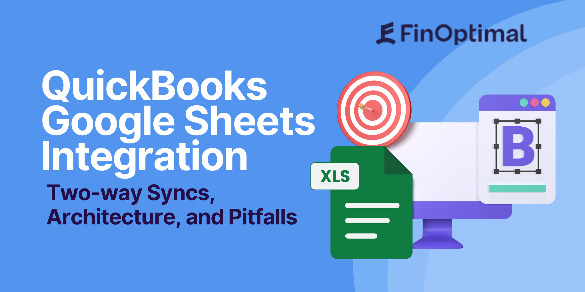 Architecture diagram of a two-way sync integration between QuickBooks and Google Sheets