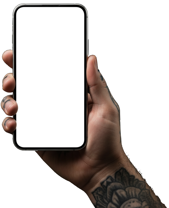 A hand holding a phone