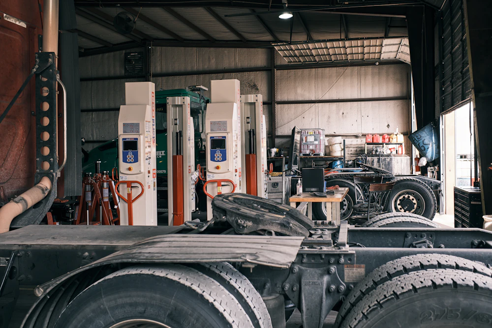 Semi truck in for repairs at SOS Truck & Trailer Repair