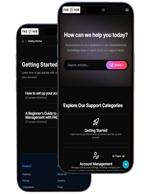 The complete service view of FAQ Hub.