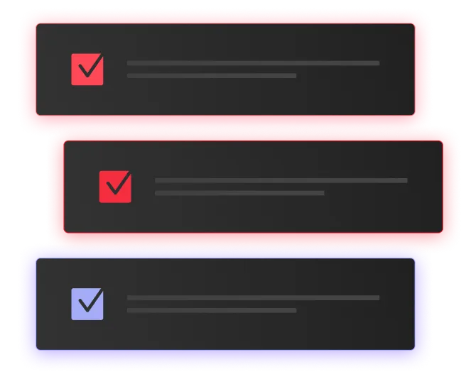 3 lists with checkmarks