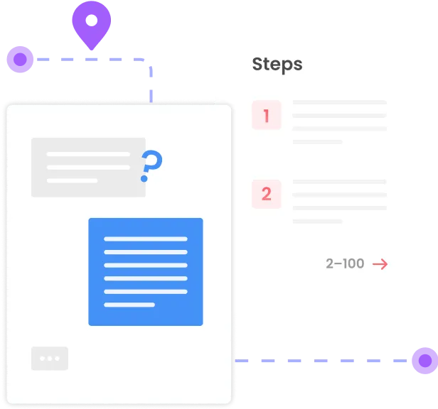 customer support bubble and steps