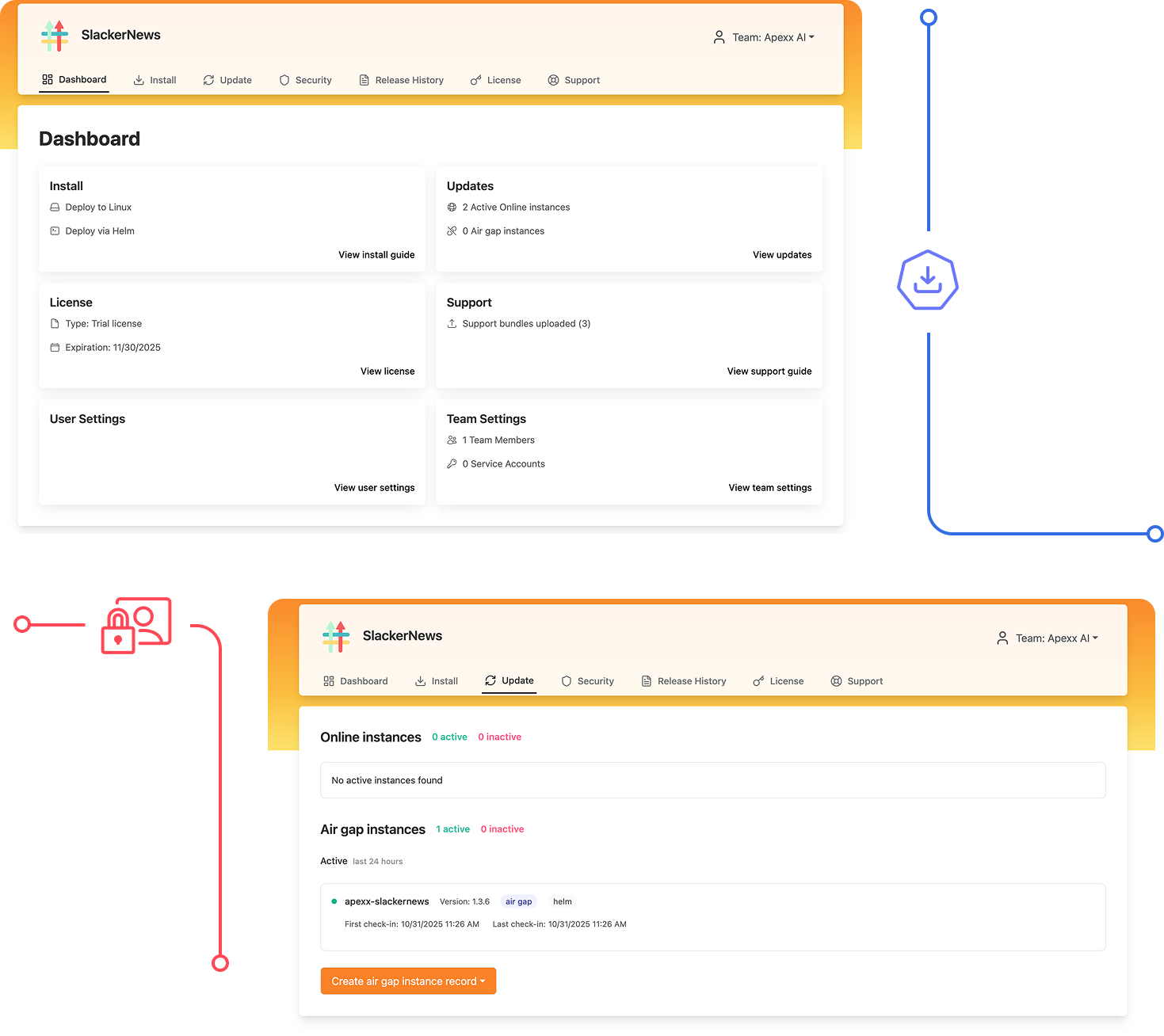 screenshot of the dashboard on Replicated's Enterprise Portal