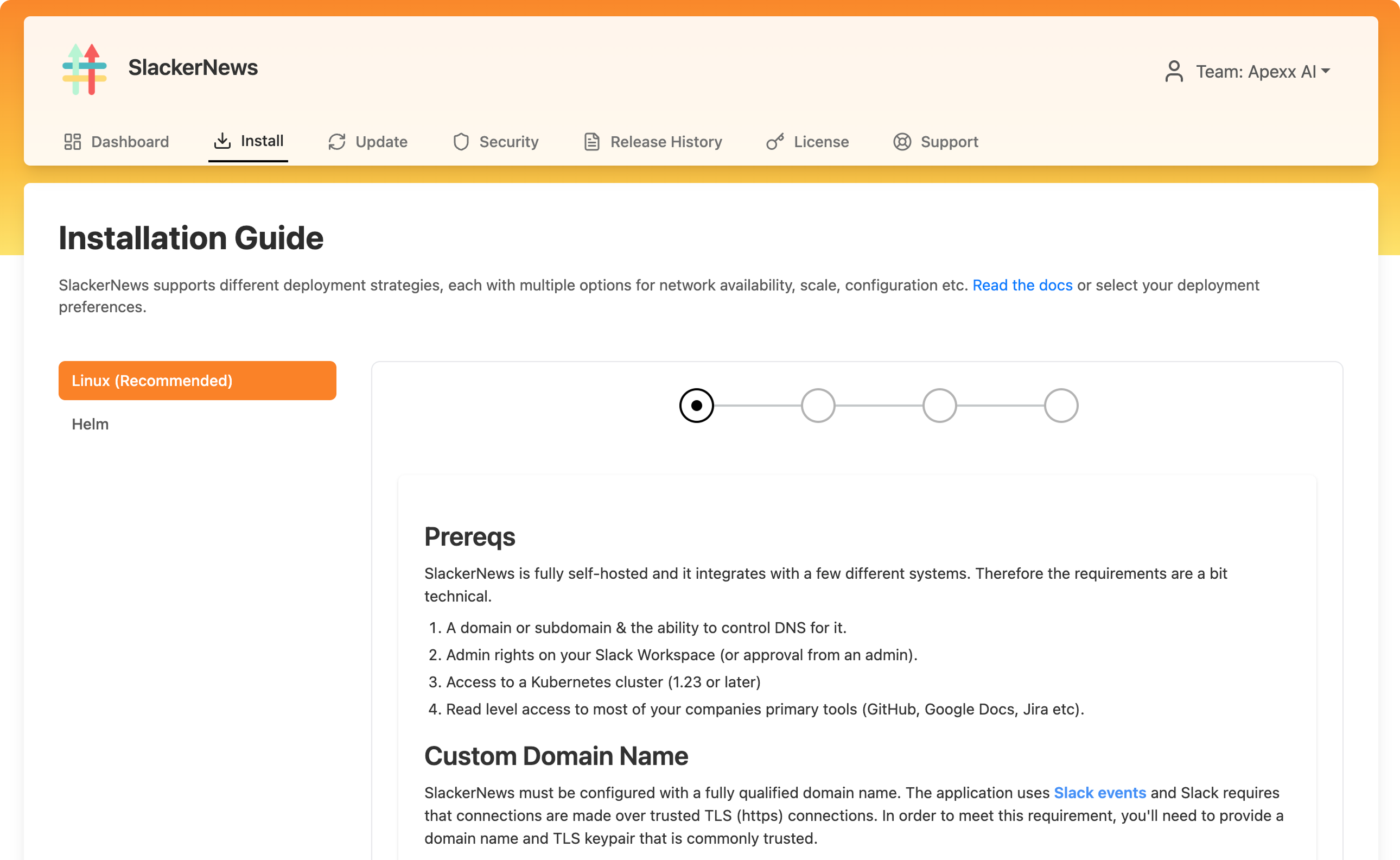 screenshot of an installation guide on replicated's enterprise portal