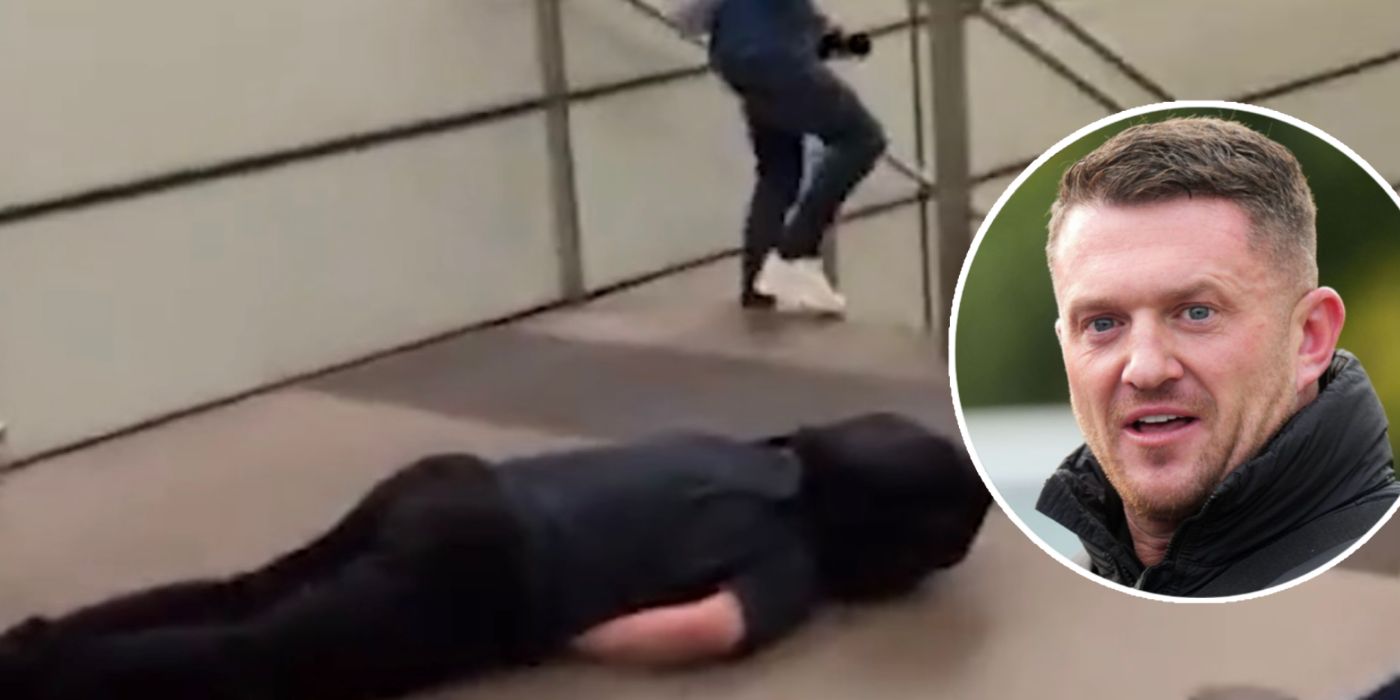 TOMMY ROBINSON ALLEGEDLY KNOCKS MAN UNCONSCIOUS AT ST PANCRAS