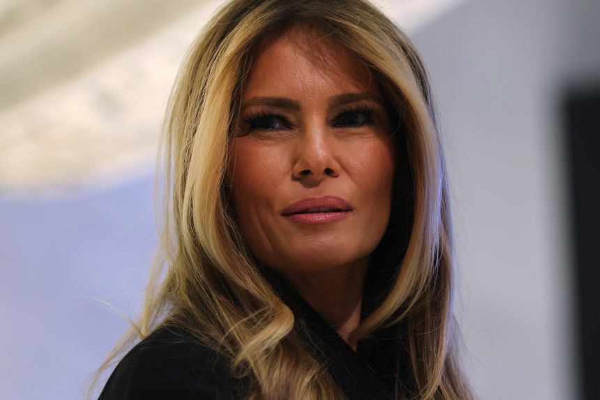 Melania Trump appears at the New York Stock Exchange (NYSE) where she rang the opening bell in New York, on January 28, 2026.