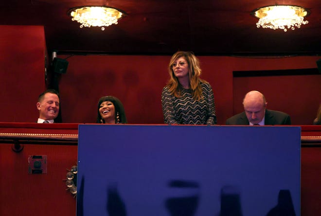 Special Presidential Envoy for Special Missions Richard Grenell, Nicki Minaj, Maria Bartiromo and Phil McGraw attend the premiere of "Melania" at the Kennedy Center on Jan. 29, 2026, in Washington.