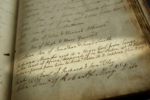 The baptism record of Indiana Mundi, a 14-year-old who was christened at Manchester Cathedral in 1798.