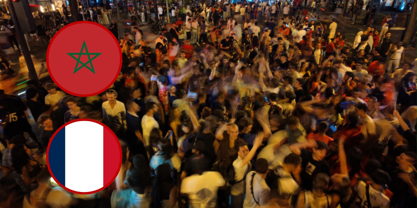 POLICE IN RIOT GEAR DESCEND ON EDGWARE ROAD AFTER FRANCE BEAT MOROCCO IN WORLD CUP
