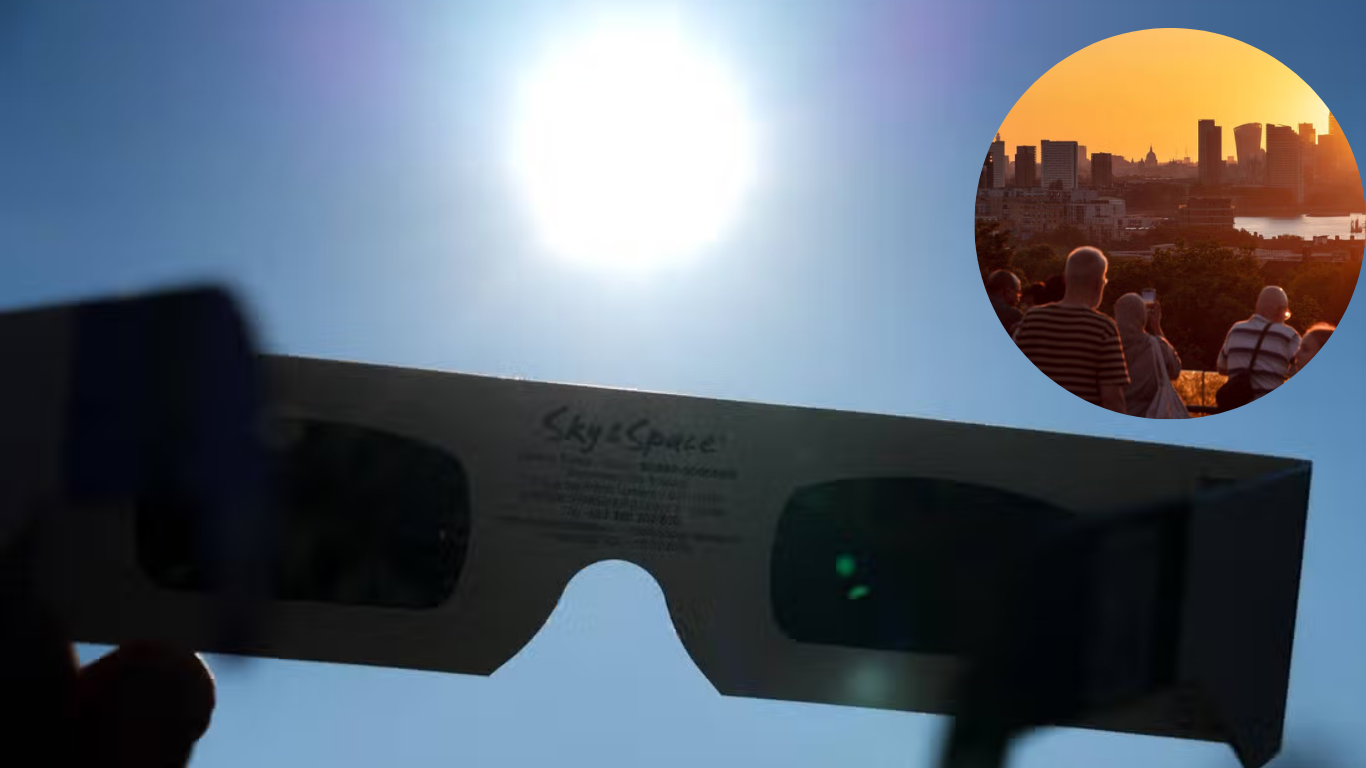 LONDONERS QUEUE FOR HOURS TO GET HOLD OF GLASSES AHEAD OF ECLIPSE