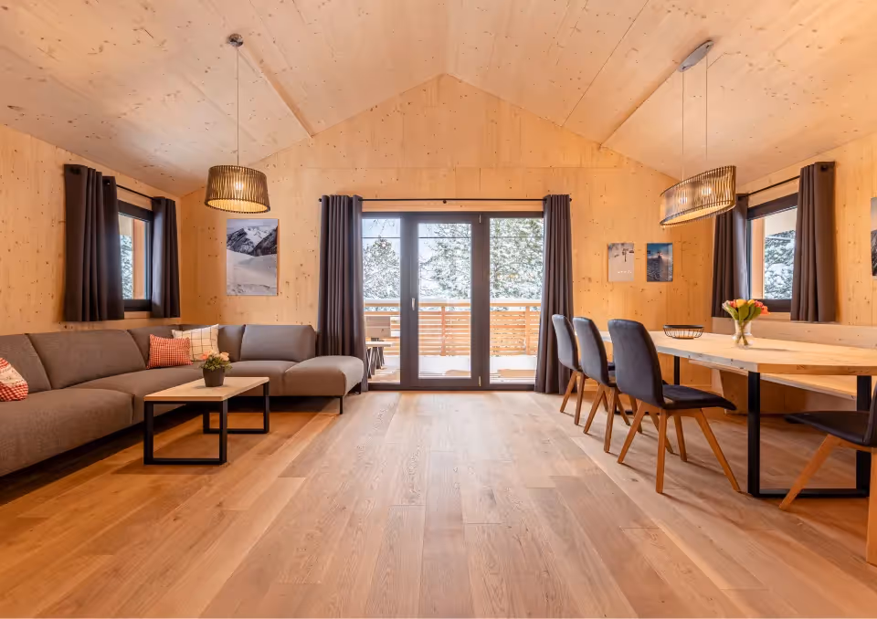 Wohnzimmer im Chalet Turracher Höhe