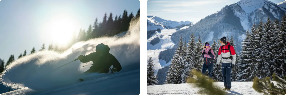 Skifahren und Winterwandern in Berwang mit Blick auf die Tiroler Berglandschaft.
