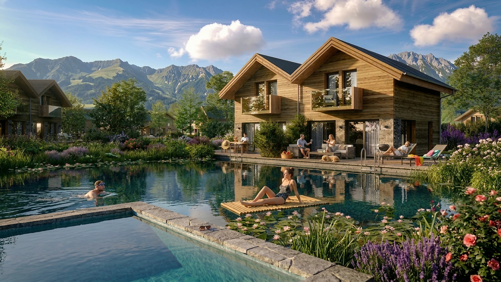 Luxus Chalet mit Naturpool in der Steiermark | ALMDORFBAU
