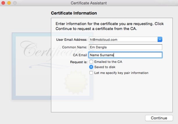 certificate information 