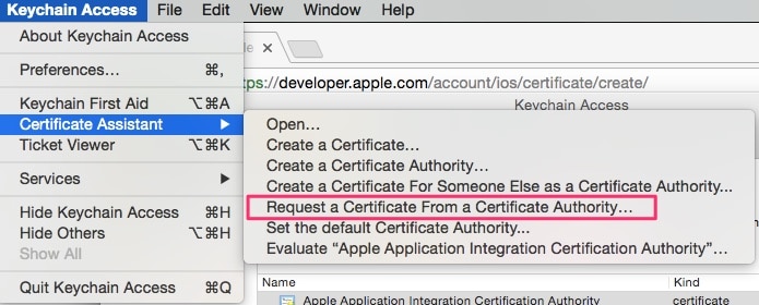 keychain access certificate assistant
