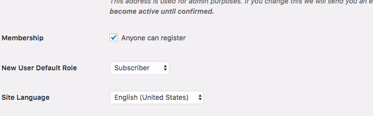 Settings General Menu
