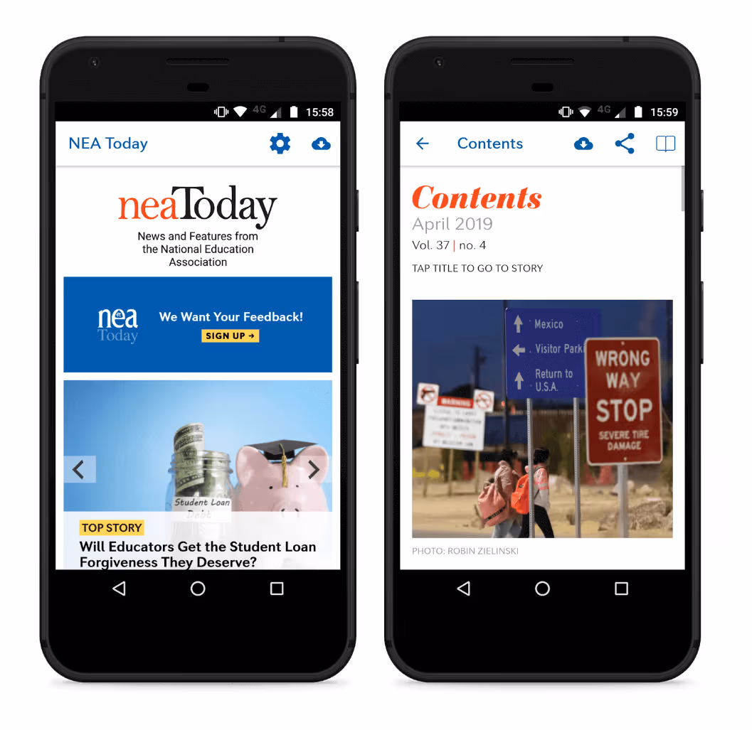 A screenshot of the neaToday app made with Twixl publisher