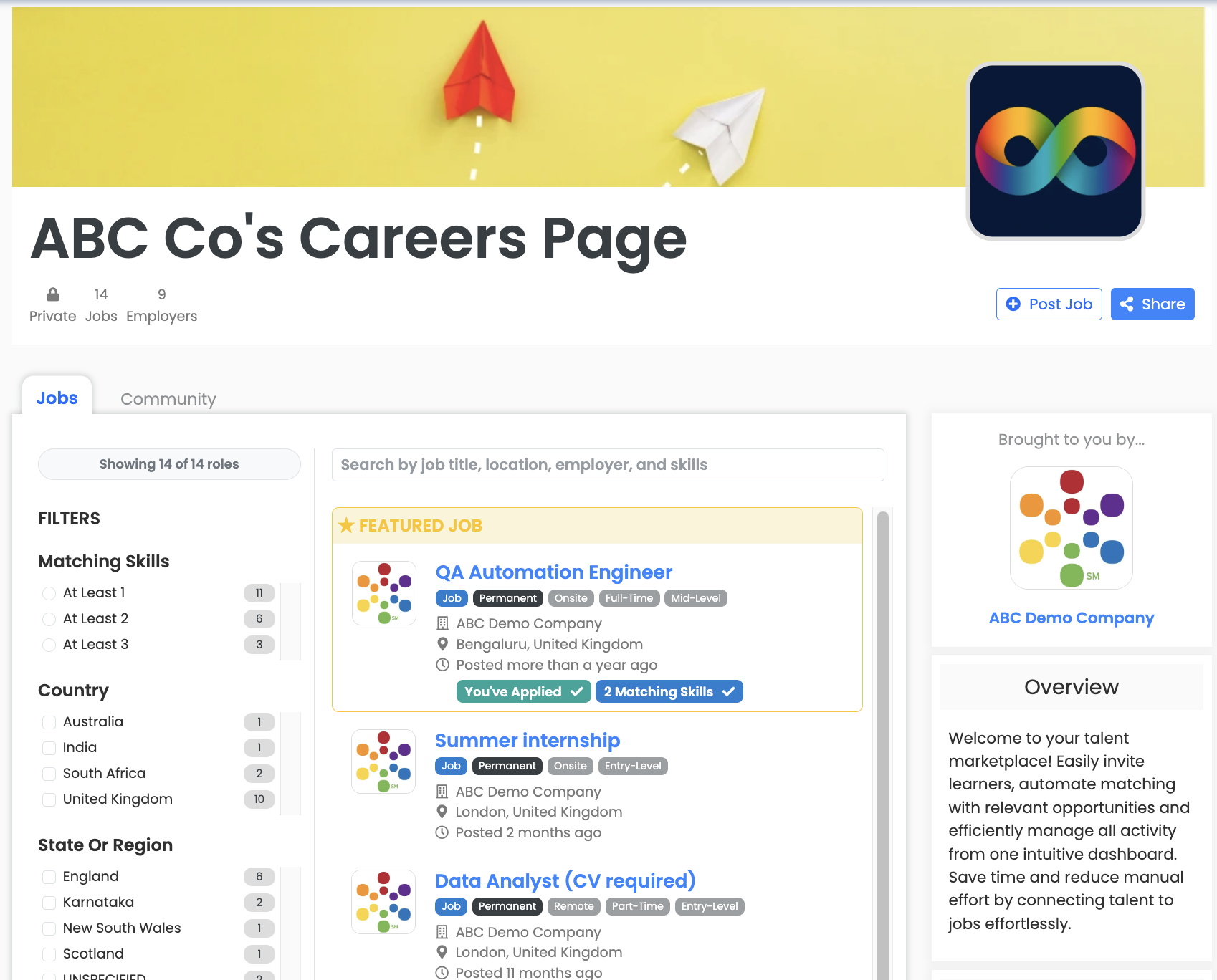 Demo job board