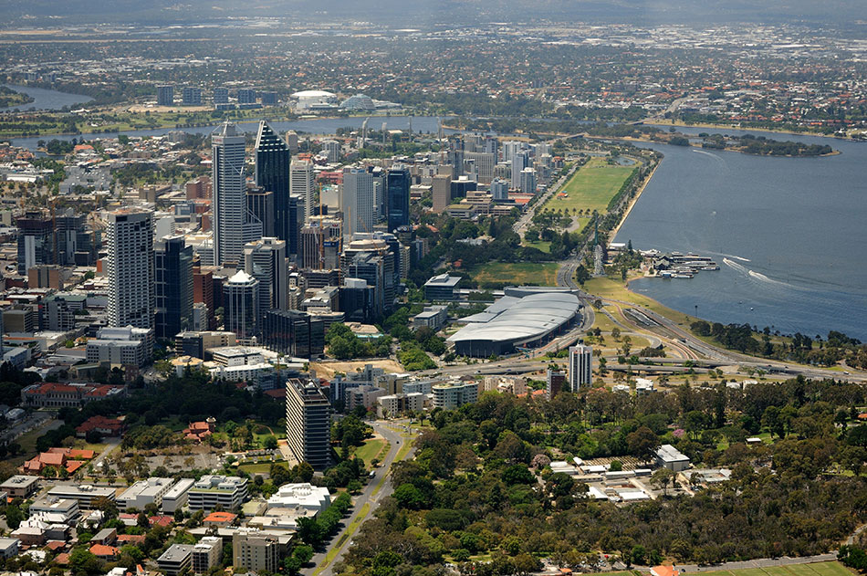 Perth from the air by Andrew Rutherford.