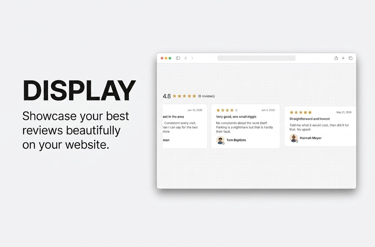 Showcase your best reviews beautifully on your website