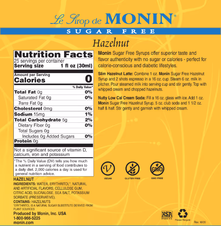 monin sf hazelnut specs