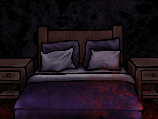 A bed splattered in blood