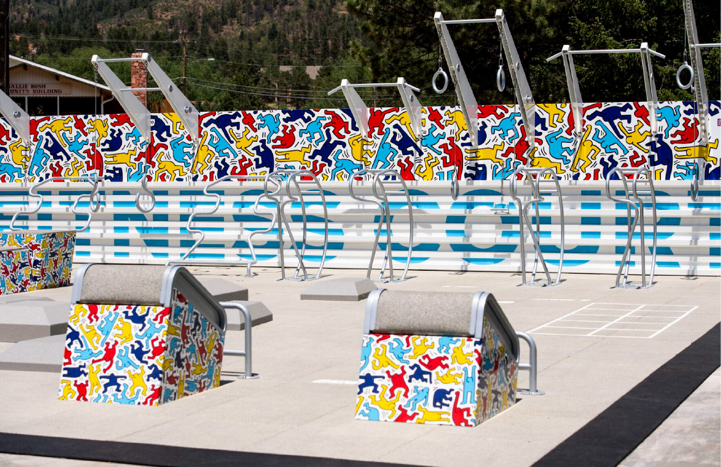 Custom community artwork integrated into a Fitness Court installation