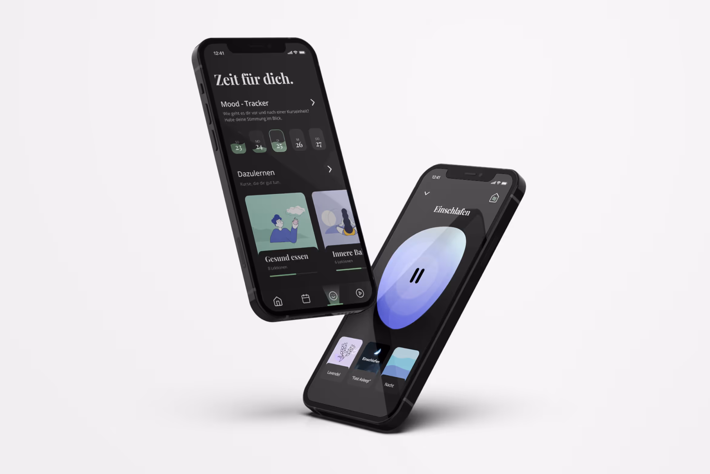 Zwei Handy-Mockups für das Floating Projekt 