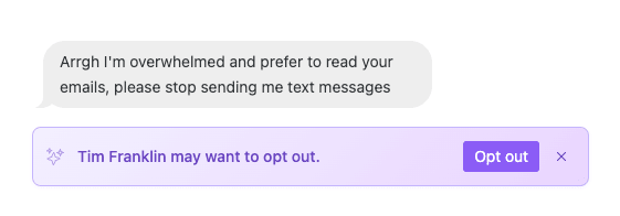 Screenshot of opt-out detection alert.