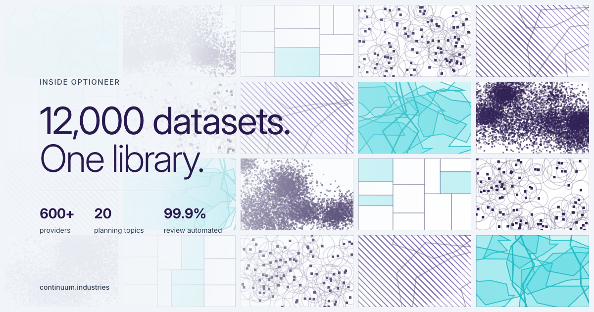 Optioneer geospatial library layers, curated from 12,000+ public datasets for transmission routing