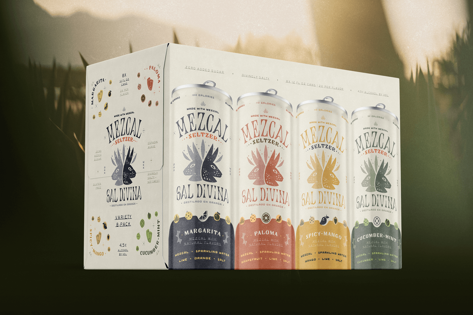A variety pack of Sal Divina's canned seltzers.