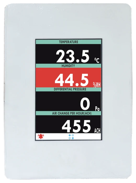 Touchscreen Room Pressure Monitor by IAQ Detectors, Ace Instruments