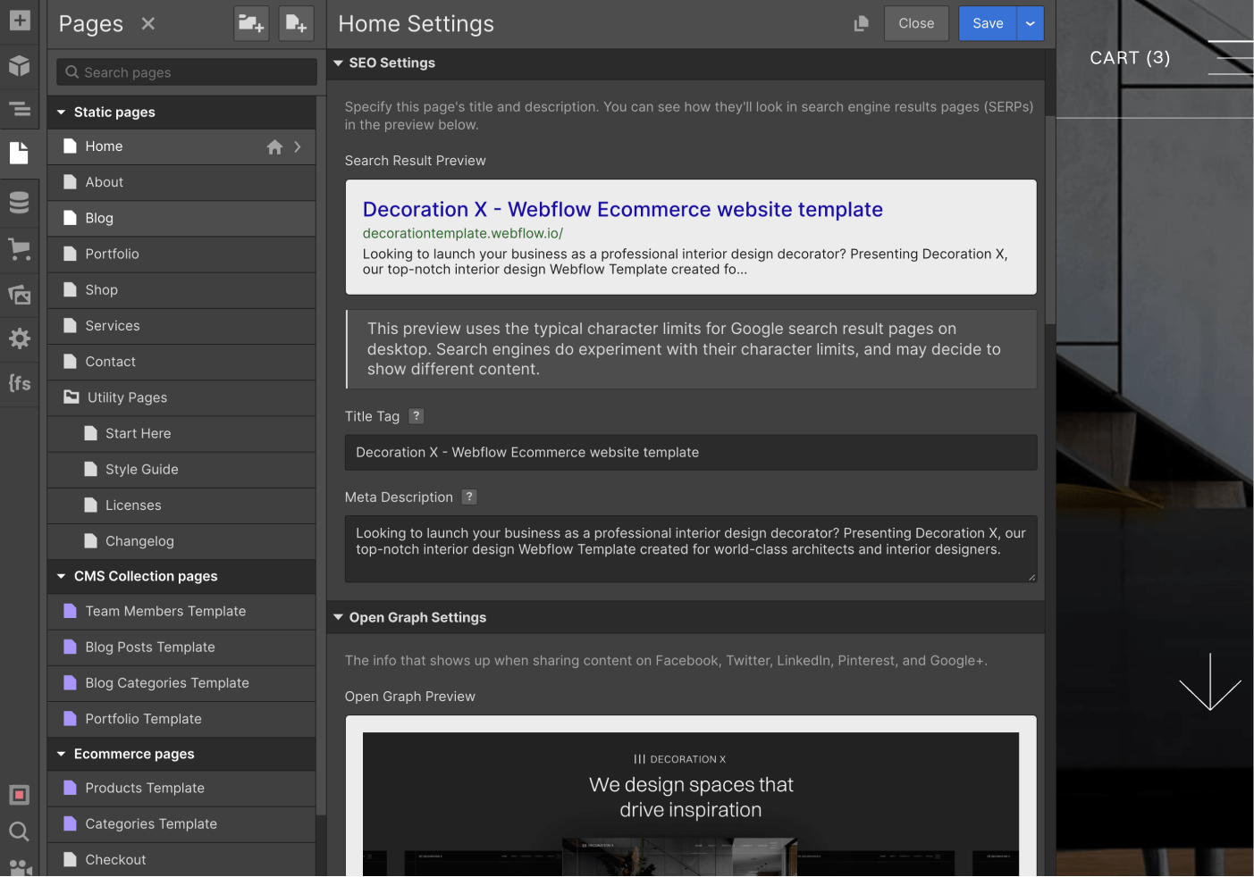 SEO - Decoration X Webflow Template