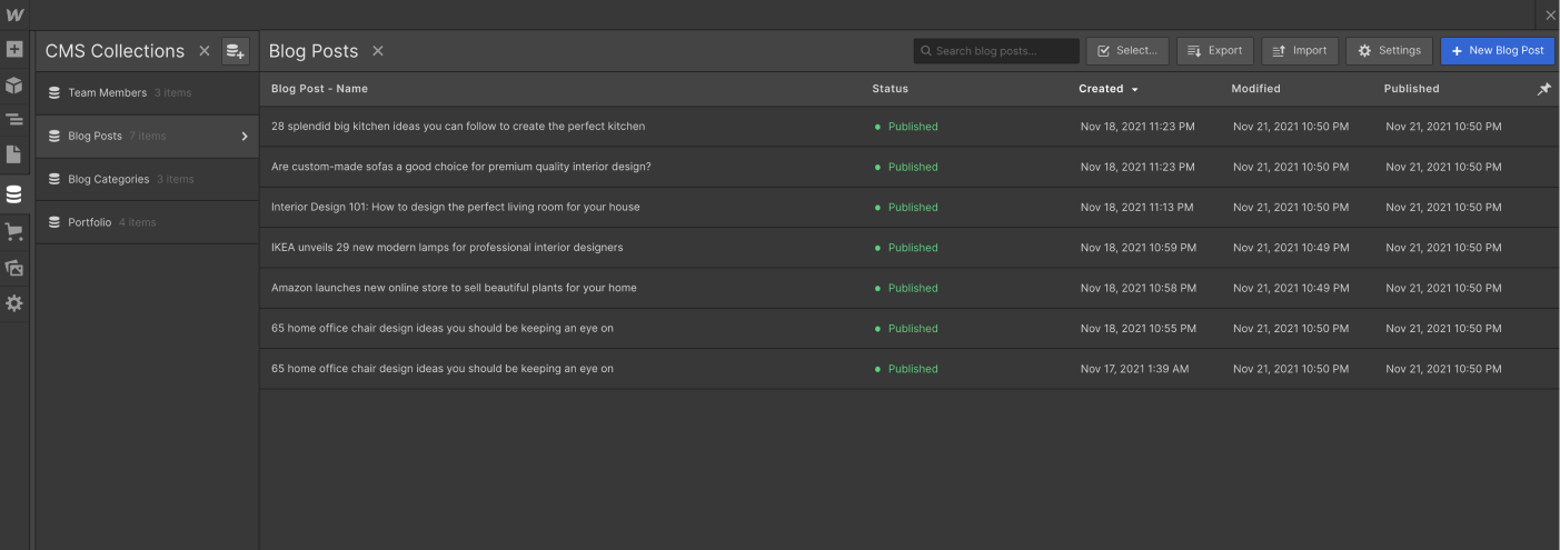 CMS Collection - Decoration X Webflow Template