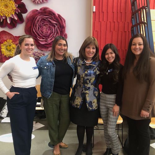 The Honorable Jackie Speier poses with members of Leadership Council SMC's Emerging Leaders Community Acceleration Project Team: Lena Silberman, Alma Pulido, Tamiko Huey, and Marissa Garren.