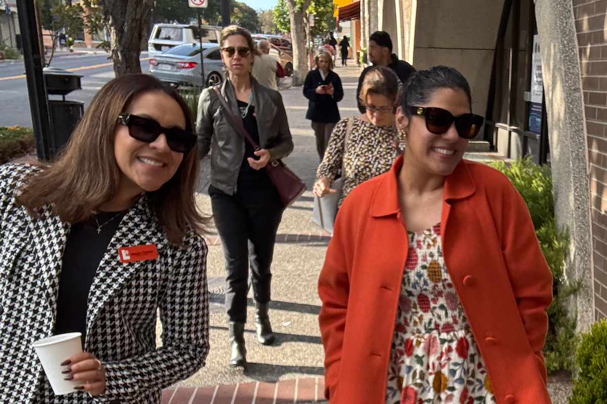 Maggie Cornejo, Bani Malhotra, and CORPS classmates on the Grand Avenue Walking Tour.