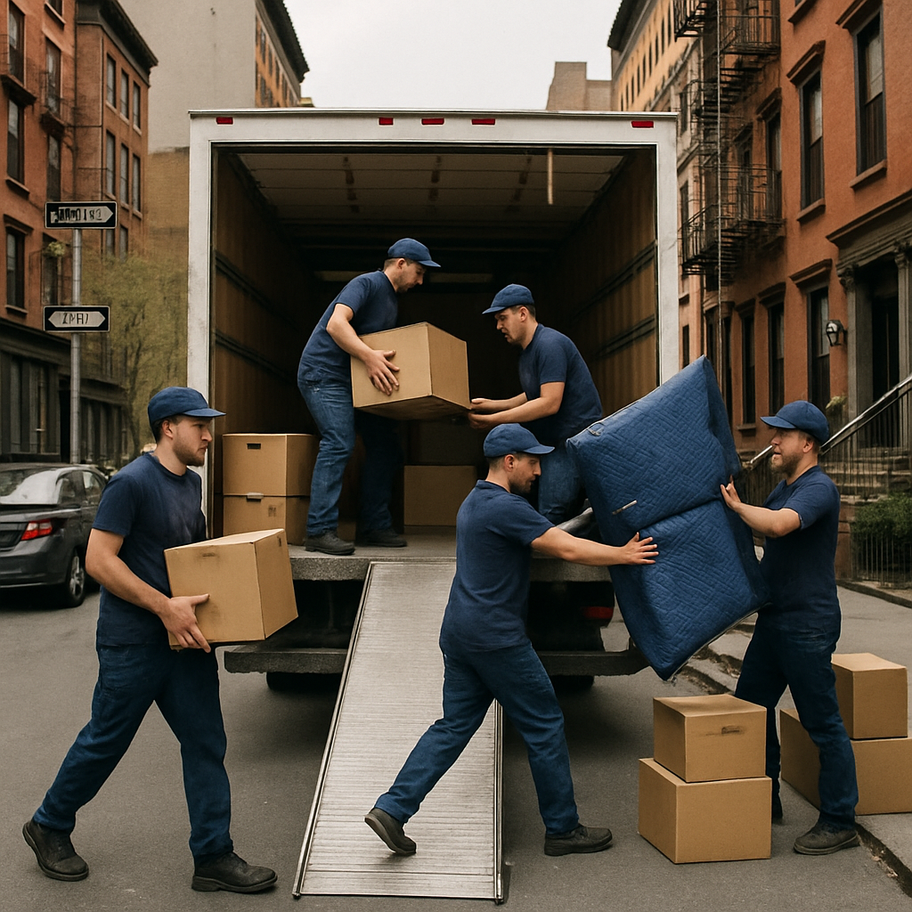 Movers loading a moving truck in New York City