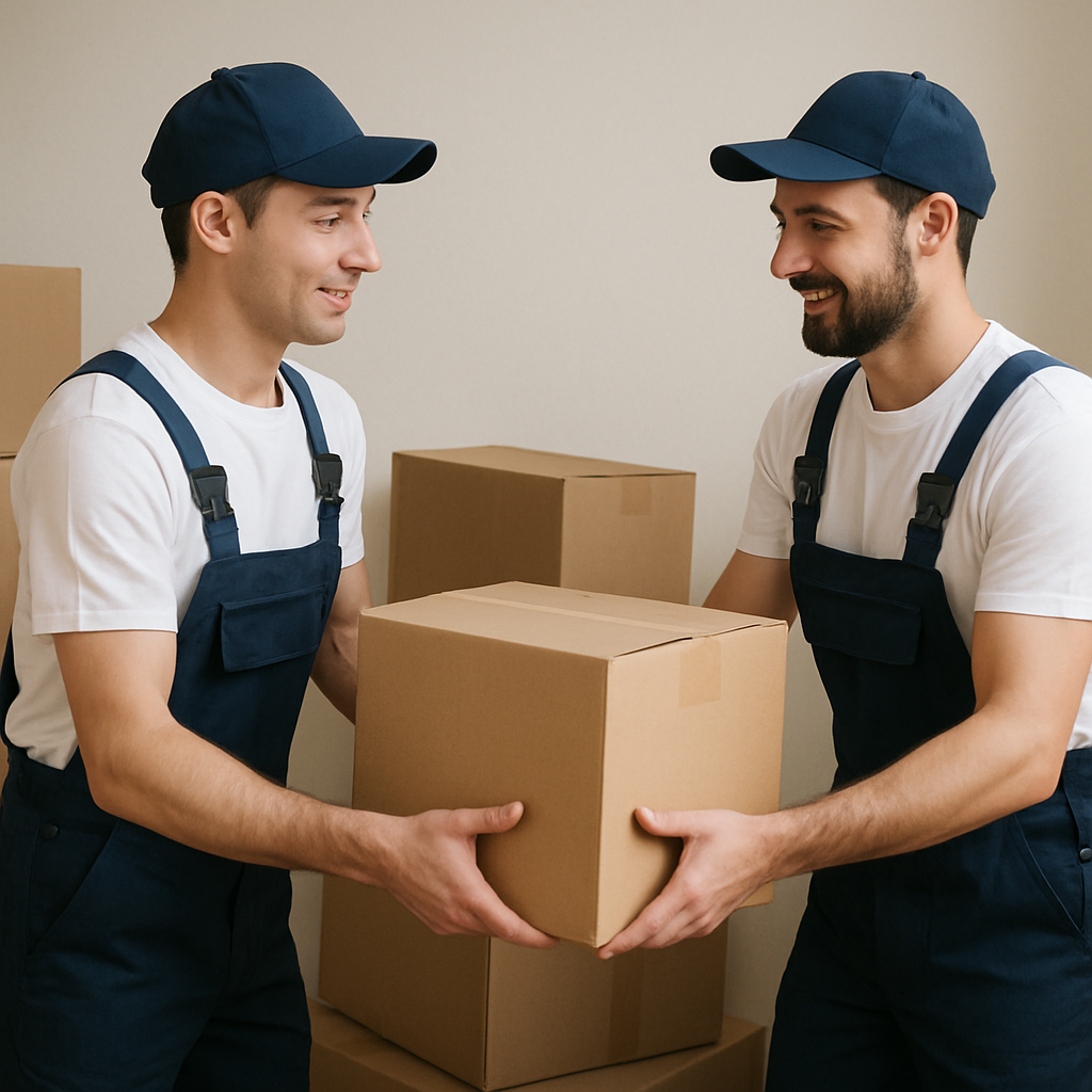 Professional movers handling boxes