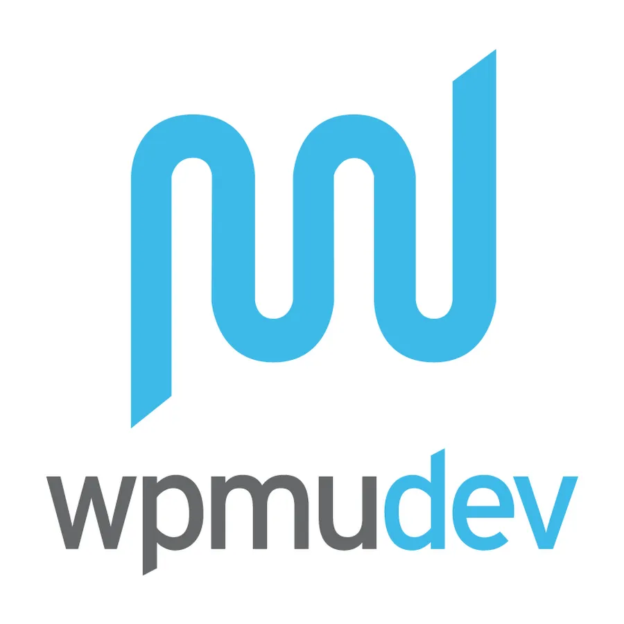 wpmudev-logotyp med stiliserad blå och grå text på ett vitt bakgrundsdesignelement.
