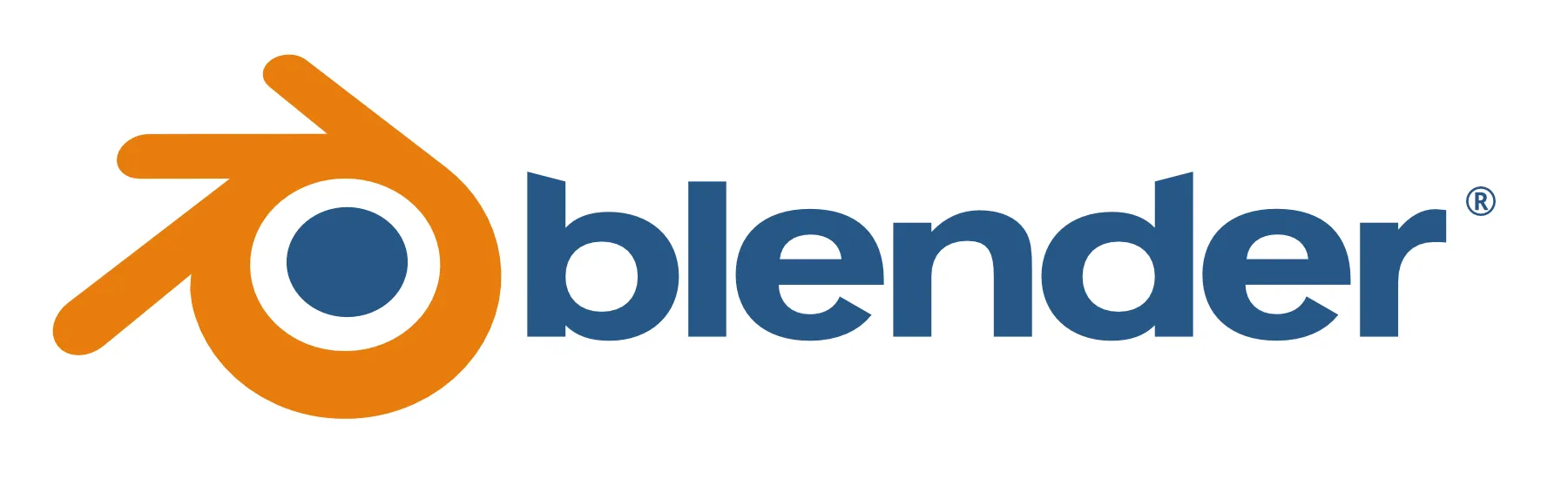 Blender-logotyp med orange och blå färger på vit bakgrund.