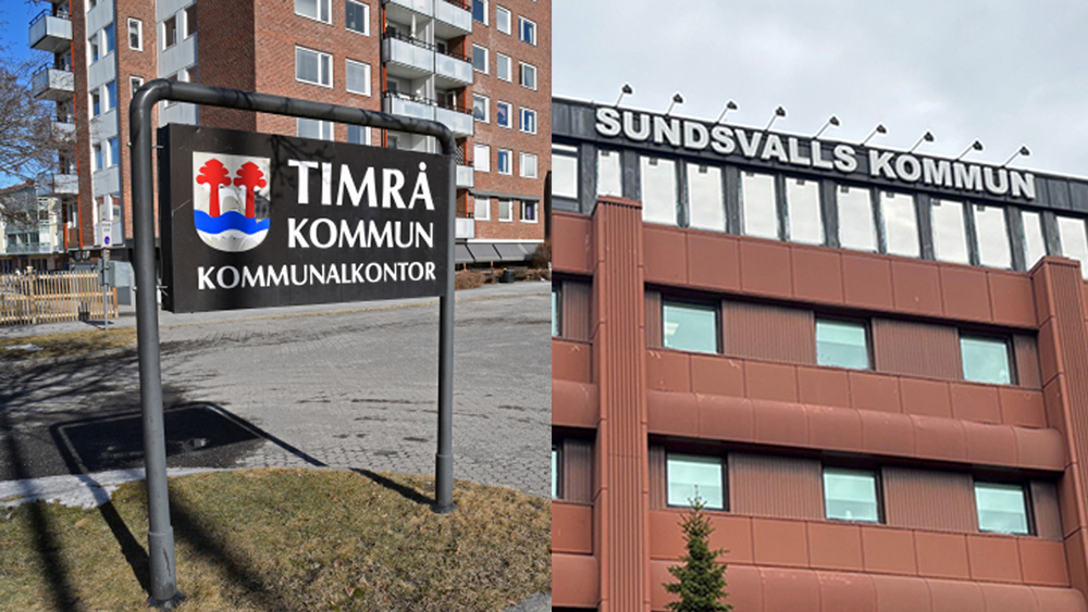 Exteriörer på kommunhusen i Timrå och Sundsvall