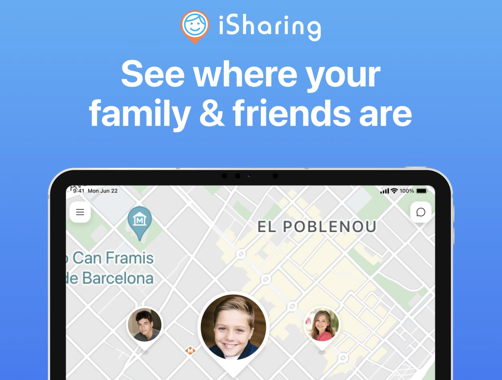 iSharing app showing map
