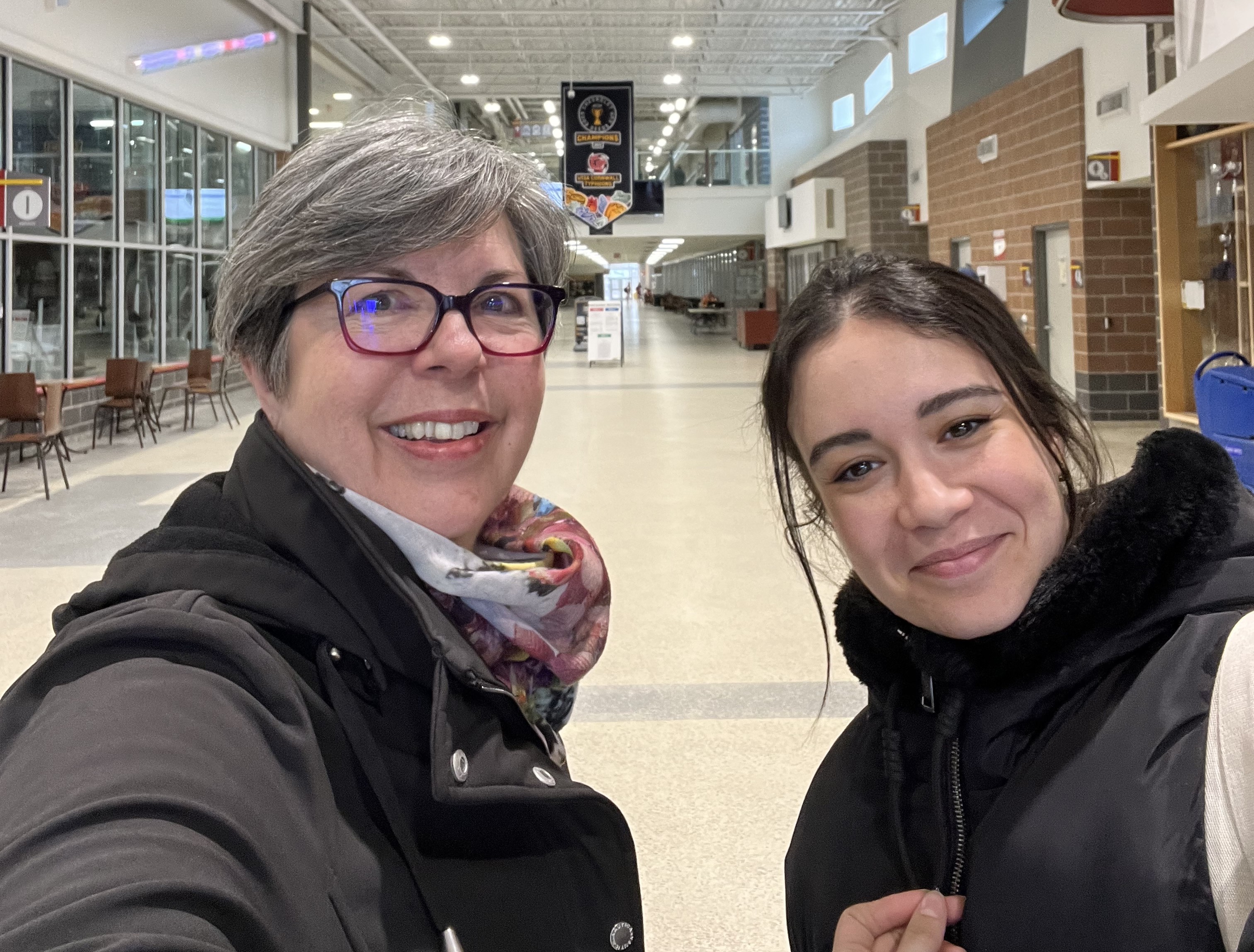 Doreen Ashton Wagner and Boreal College intern Manel Yahaioui visiting the Benson Centre in Cornwall.