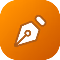 White fountain pen nib icon centered on an orange rounded square background.