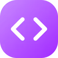 White code brackets icon centered on a rounded purple square background.