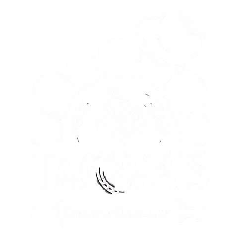 Logo for Taqwa's Bakery & Restaurant featuring a chef's hat, bread slices, flames, wheat stalks, and a rolling pin.
