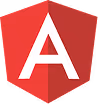 Angular framework logo featuring a white letter A on a red shield.